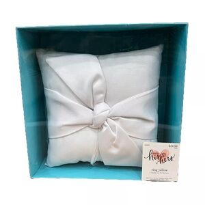 His & Hers White Wedding & Engagement Ring Pillow With Satin Bow